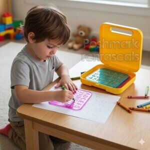 Vintage Tupperware stencils ABC's shapes animals leaves flowers cars with case